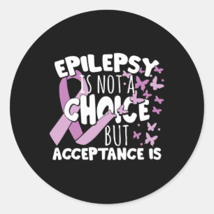 Purple Ribbon Epilepsy Awareness Acceptance  Classic Round Sticker