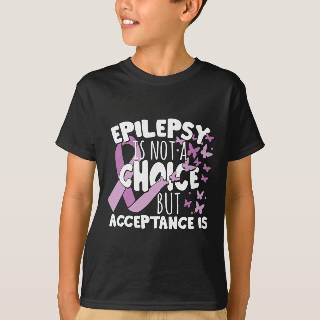 Purple Ribbon Epilepsy Awareness Acceptance  T-Shirt (Front)