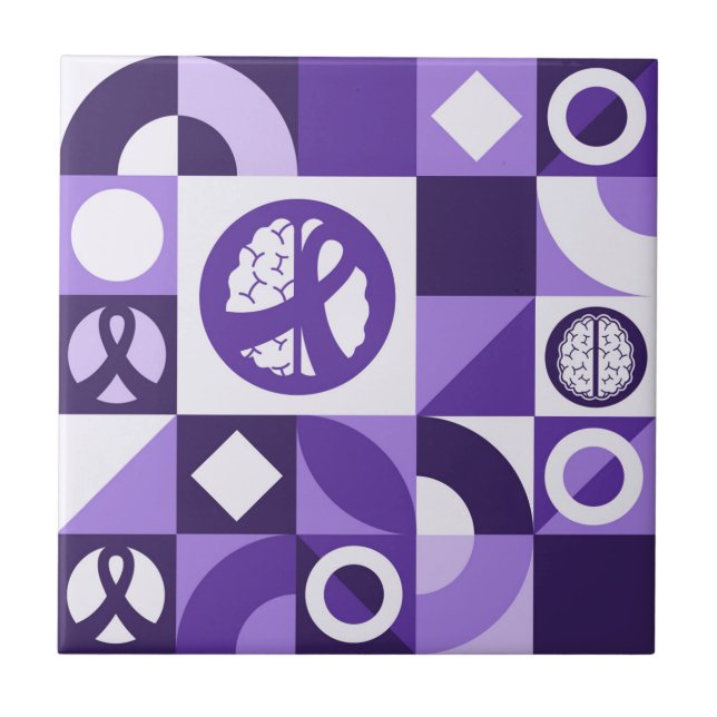 Purple Ribbon Epilepsy Awareness Support Ceramic Tile (Front)