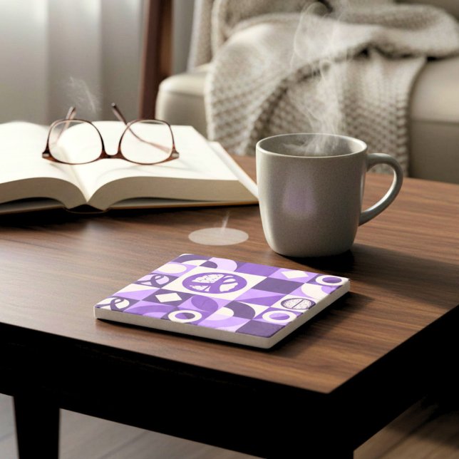 Purple Ribbon Epilepsy Awareness Support Stone Coaster (Creator Uploaded)