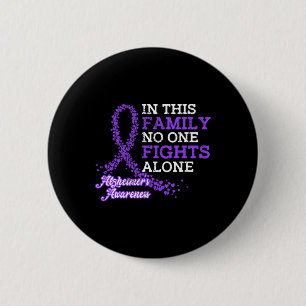 Purple Ribbon Family Alzheimer Awareness 6 Cm Round Badge
