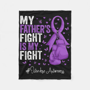 Purple Ribbon Father Overdose Awareness Fleece Blanket