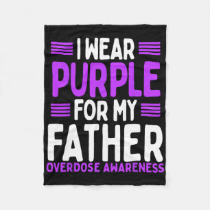 Purple Ribbon Father Papa Overdose Awareness Dad Fleece Blanket