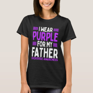 Purple Ribbon Father Papa Overdose Awareness Dad T-Shirt