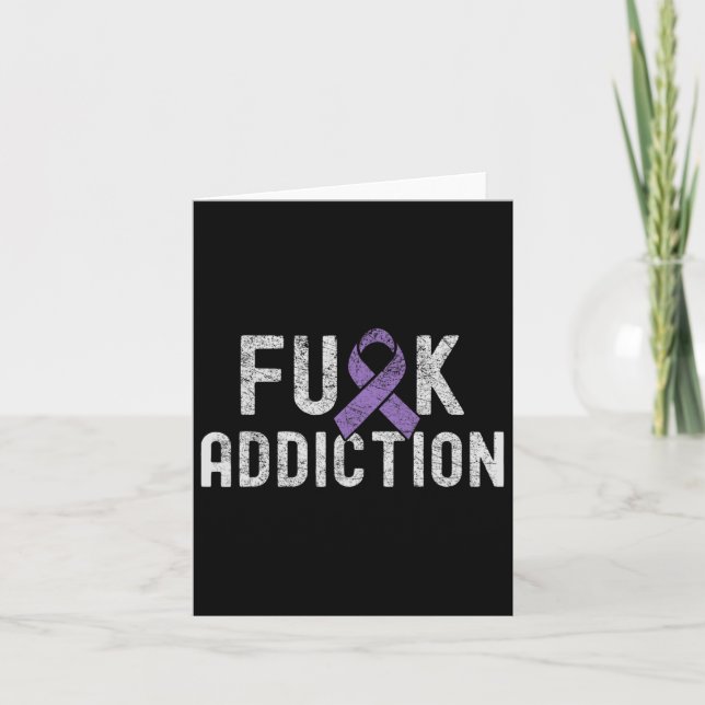 Purple Ribbon Fck Addiction Overdose Awareness 1  Card (Front)