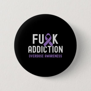 Purple Ribbon Fck Addiction Overdose Awareness 2 6 Cm Round Badge