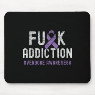 Purple Ribbon Fck Addiction Overdose Awareness 3 Mouse Pad