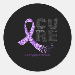Purple Ribbon Fibromyalgia Awareness Classic Round Sticker