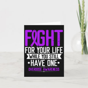 Purple Ribbon Fight For Your Life Overdose Awarene Card