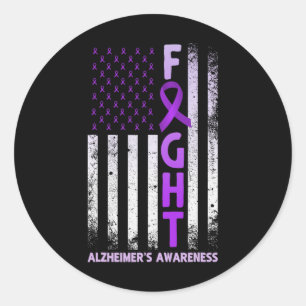 Purple Ribbon Fight Heimerheimer's Awareness Usa A Classic Round Sticker