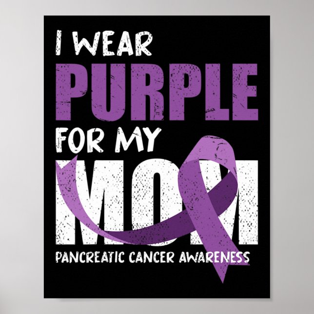 Purple Ribbon Fighter Mum Pancreatic Cancer Awaren Poster (Front)
