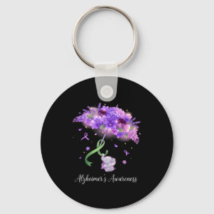 Purple ribbon floral umbrella alzheimer’s key ring