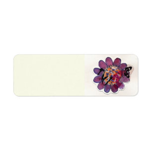 Purple  Ribbon Flower Return Address Label
