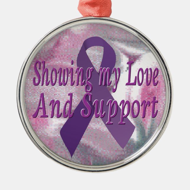 Purple ribbon for pancreatic cancer ornament (Front)