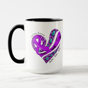 Purple Ribbon Heart Epilepsy Awareness Mug