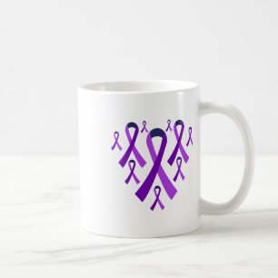Purple Ribbon Heart Heimer's Awareness Sticker Coffee Mug