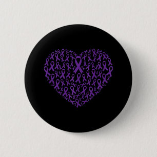 Purple Ribbon Heart Pancreatic Cancer Awareness Wa 6 Cm Round Badge