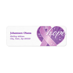 purple ribbon hope ~ mailing label return address label
