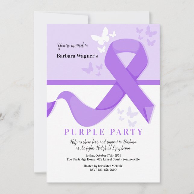Purple Ribbon Invitation (Front)