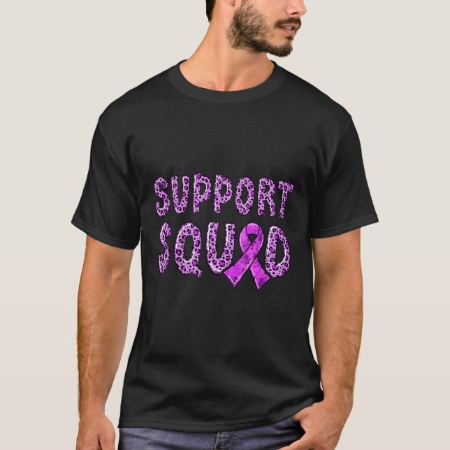 Purple Ribbon Leopard Print Support Squad Overdose T-Shirt (Front)