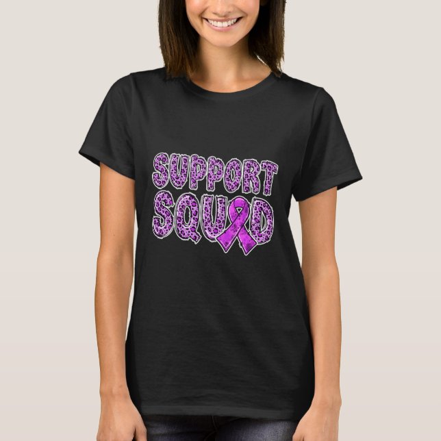 Purple Ribbon Leopard Print Support Squad Overdose T-Shirt (Front)