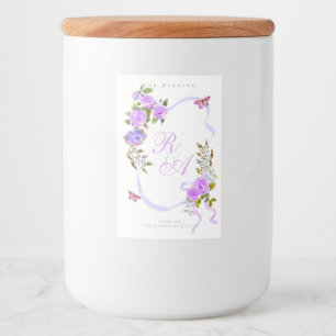 Purple Ribbon Monogram Wedding  Food Label