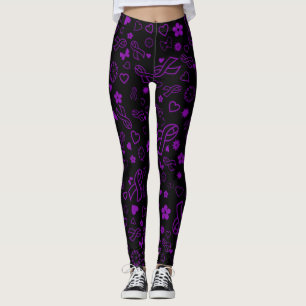 Purple Ribbon Multi...Fibro Leggings