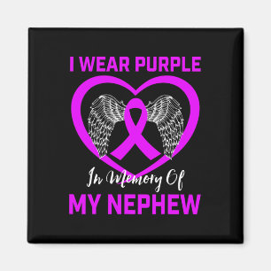 Purple Ribbon Nephew Pancreatic Cancer Awareness H Magnet