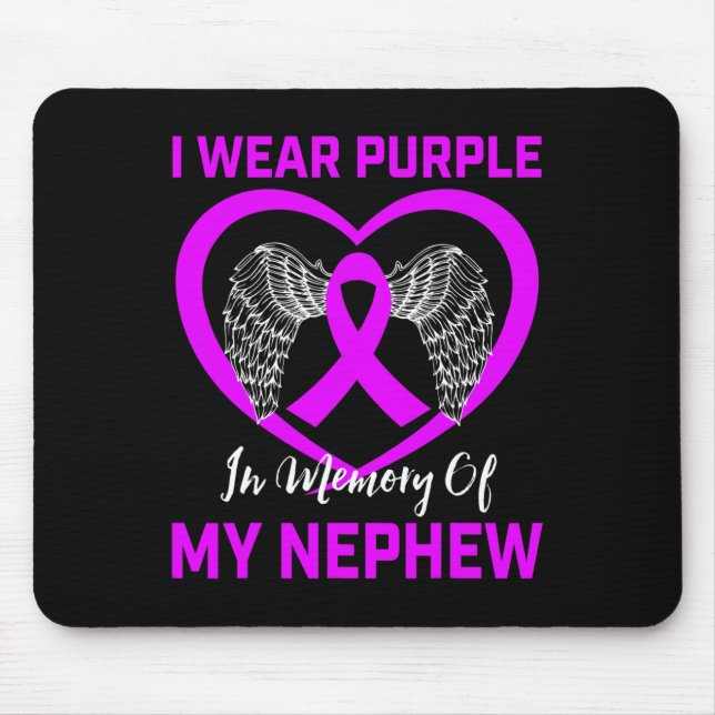 Purple Ribbon Nephew Pancreatic Cancer Awareness H Mouse Pad (Front)