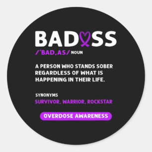 Purple Ribbon. Overdose Awareness 3 Classic Round Sticker
