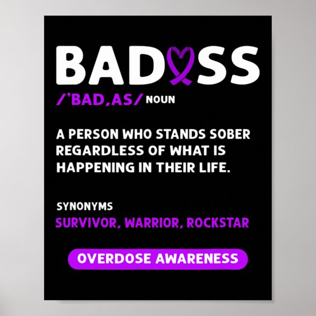 Purple Ribbon. Overdose Awareness 3  Poster (Front)