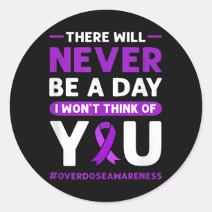 Purple Ribbon. Overdose Awareness Classic Round Sticker