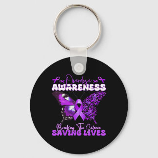 Purple Ribbon Overdose Awareness Day Butterfly Sup Key Ring