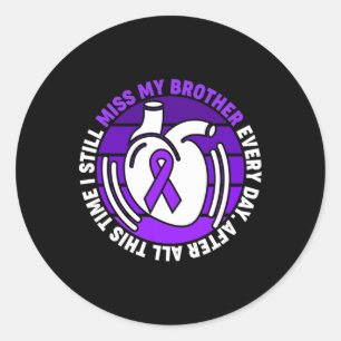 Purple Ribbon Overdose Awareness Miss Brother Memo Classic Round Sticker