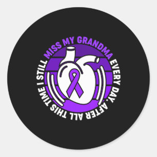 Purple Ribbon Overdose Awareness Miss Grandma Memo Classic Round Sticker