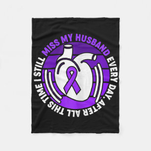 Purple Ribbon Overdose Awareness Miss Husnd Memory Fleece Blanket