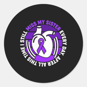 Purple Ribbon Overdose Awareness Miss Sister Memor Classic Round Sticker