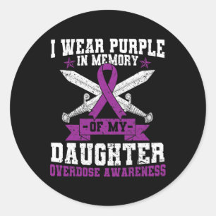 Purple Ribbon Overdose Awareness Month Costume Dau Classic Round Sticker