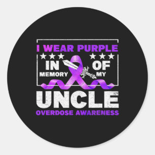 Purple Ribbon Overdose Awareness Month Costume Unc Classic Round Sticker