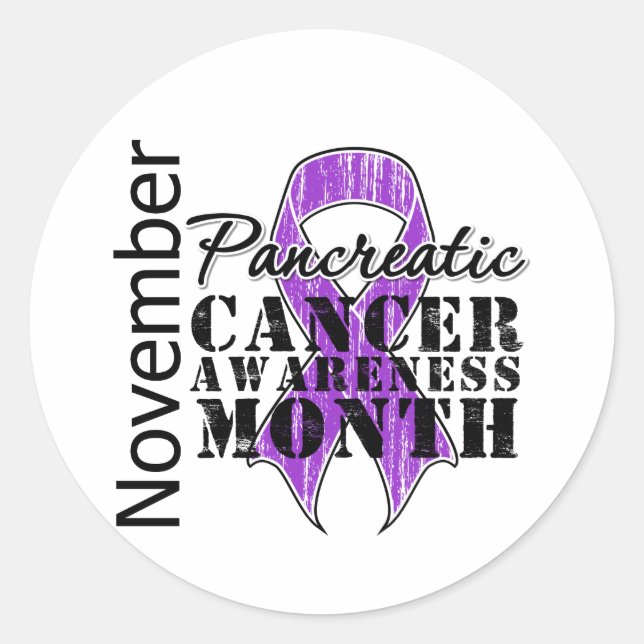 Purple Ribbon - Pancreatic Cancer Awareness Month Classic Round Sticker (Front)