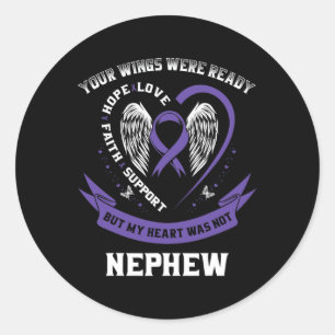 Purple Ribbon Pancreatic Cancer Awareness Nephew H Classic Round Sticker