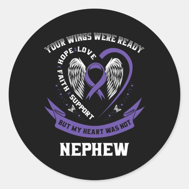 Purple Ribbon Pancreatic Cancer Awareness Nephew H Classic Round Sticker (Front)