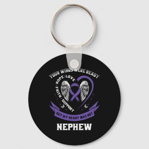 Purple Ribbon Pancreatic Cancer Awareness Nephew H Key Ring