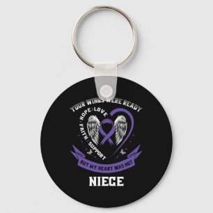 Purple Ribbon Pancreatic Cancer Awareness Niece He Key Ring