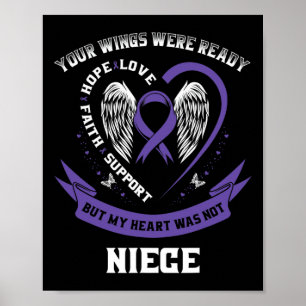 Purple Ribbon Pancreatic Cancer Awareness Niece He Poster