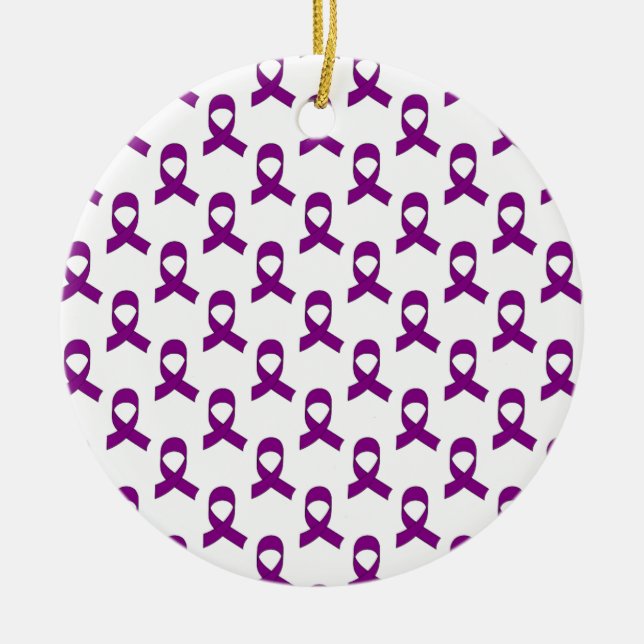 Purple Ribbon Pattern Ceramic Tree Decoration (Front)