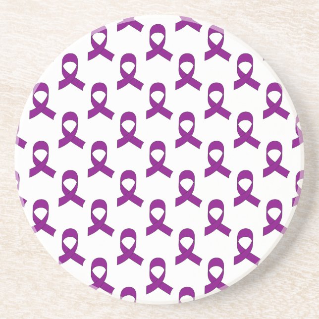 Purple Ribbon Pattern Coaster (Front)