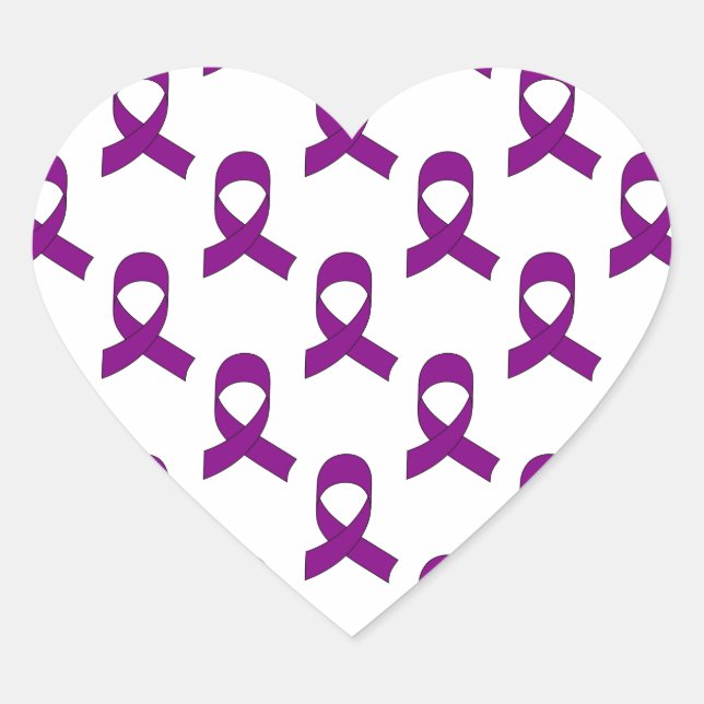 Purple Ribbon Pattern Heart Sticker (Front)