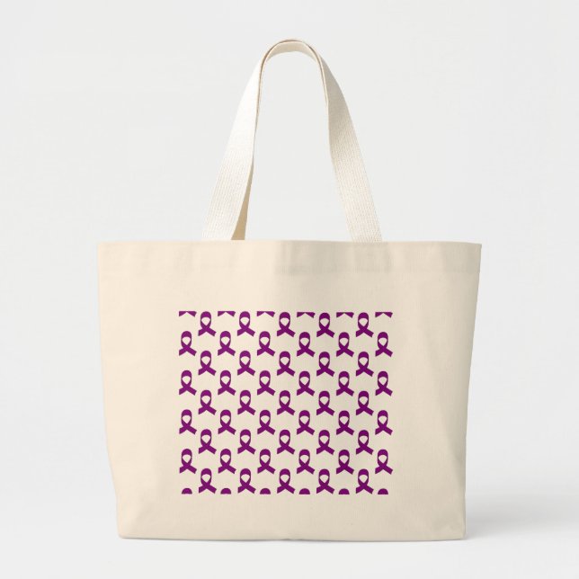 Purple Ribbon Pattern Large Tote Bag (Front)