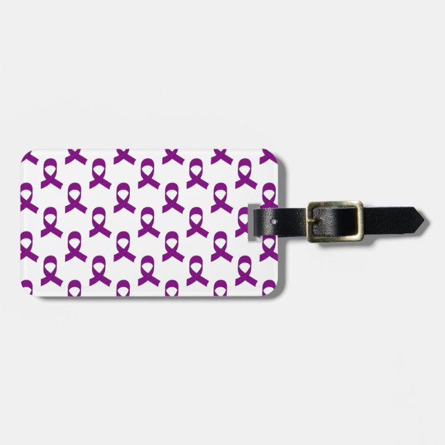 Purple Ribbon Pattern Luggage Tag (Front Horizontal)